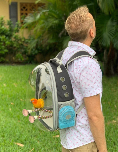 Load image into Gallery viewer, Bird Carrier Cage, Bird Travel Backpack with Stainless Steel Tray and Standing Perch (Large, Black)
