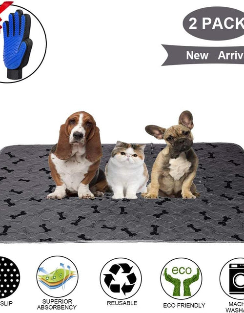 Load image into Gallery viewer, Washable Dog Pee Pads with Free Grooming Gloves,Non Slip Dog Mats with Great Urine Absorption,Reusable Puppy Pee Pads for Whelping,Potty,Training,Playpen
