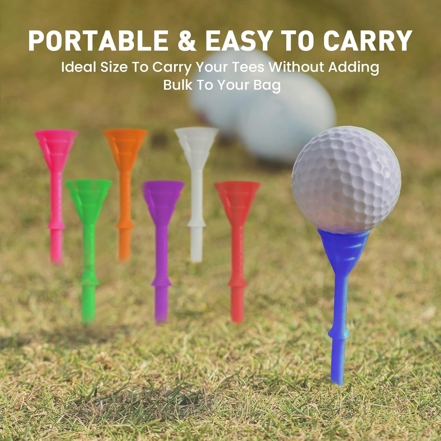 Golf Tees Plastic 3 1/4 Inch Upgrade Unbreakable Bulk Value 30/50 Pack Reduce Friction Side Spin Durable Stable 83Mm Long Tee for Golfer Practice