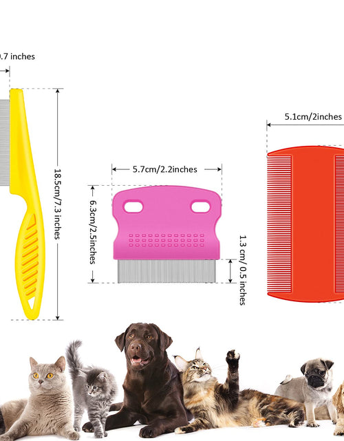 Load image into Gallery viewer, 6 Pieces Pet Lice Combs Dog Grooming Flea Comb Cat Tear Stain Comb for Removal Dandruff, Hair Stain, Nit (White, Yellow, Green, Purple, Orange, Dark Blue)
