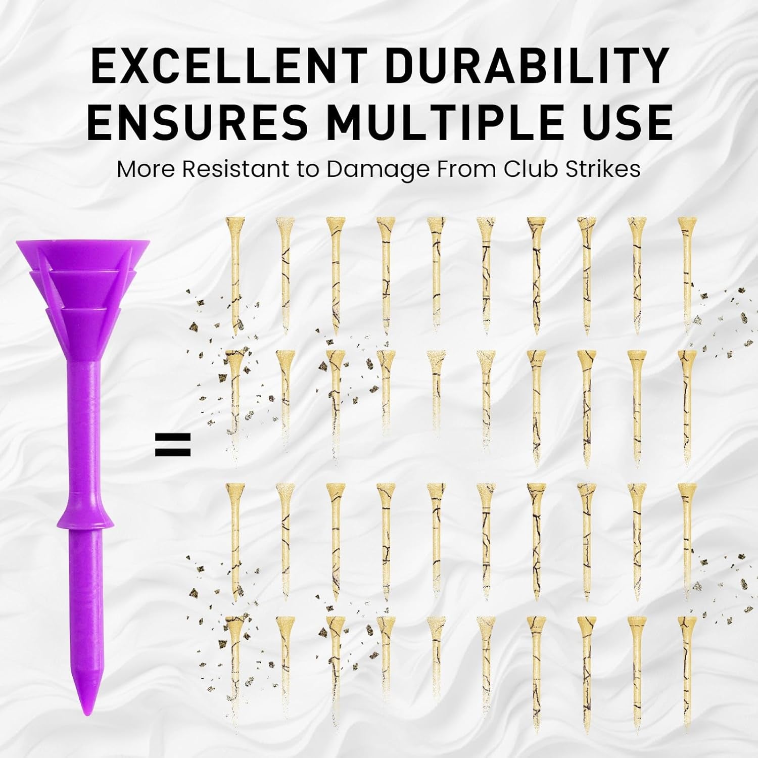 Golf Tees Plastic 3 1/4 Inch Upgrade Unbreakable Bulk Value 30/50 Pack Reduce Friction Side Spin Durable Stable 83Mm Long Tee for Golfer Practice