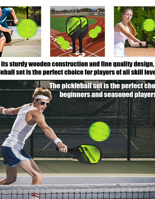 Load image into Gallery viewer, Pickleball Rackets Set Pickleball Paddle Set of 2 Rackets and 4 Pickleballs Balls Pickle-Ball Racquet with Balls Sports Accessory
