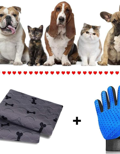 Load image into Gallery viewer, Washable Dog Pee Pads with Free Grooming Gloves,Non Slip Dog Mats with Great Urine Absorption,Reusable Puppy Pee Pads for Whelping,Potty,Training,Playpen
