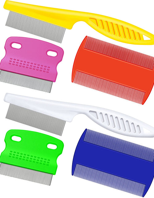 Load image into Gallery viewer, 6 Pieces Pet Lice Combs Dog Grooming Flea Comb Cat Tear Stain Comb for Removal Dandruff, Hair Stain, Nit (White, Yellow, Green, Purple, Orange, Dark Blue)
